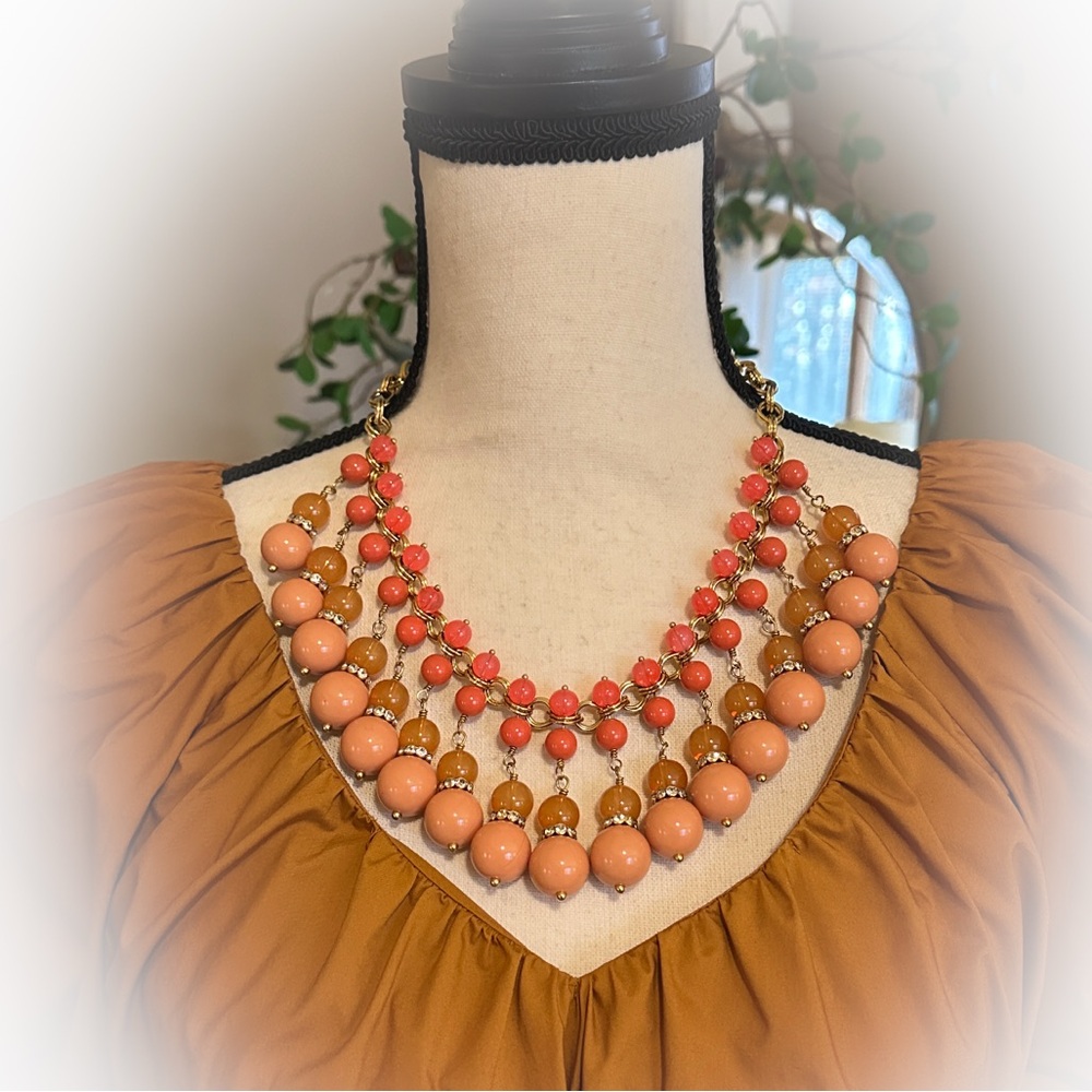 Vintage J Crew Beaded Layered Bib Necklace